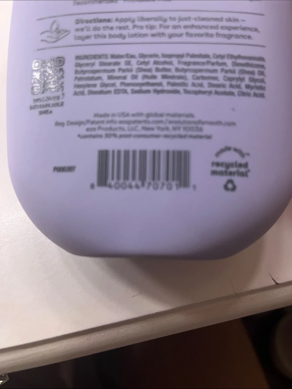 eos Lavender Bottle with Pink Cap Body Lotion - Vanilla Cashmere